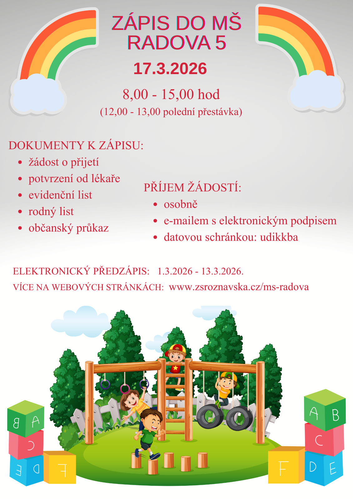 Zápis do MŠ Radova